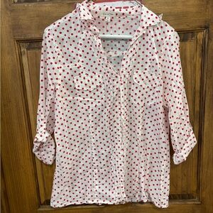 Eden & Olivia White Shirt with Red Dots